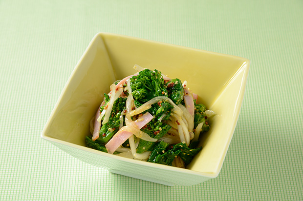 新たまねぎと菜の花の粒マスタードマリネ